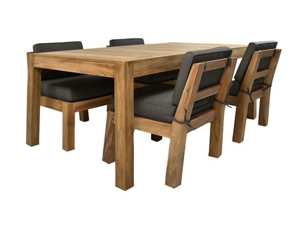 Grote foto tuinset eettafel aruba 4 personen 200x100x76 naturel donkergrijs teakhout huis en inrichting eettafels