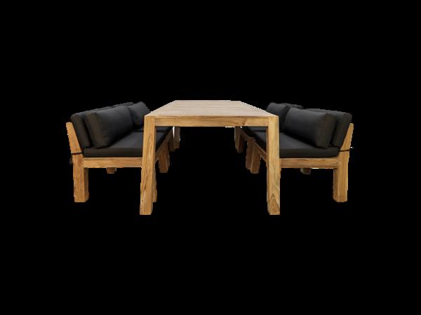 Grote foto tuinset eettafel aruba 4 personen 200x100x76 naturel donkergrijs teakhout huis en inrichting eettafels