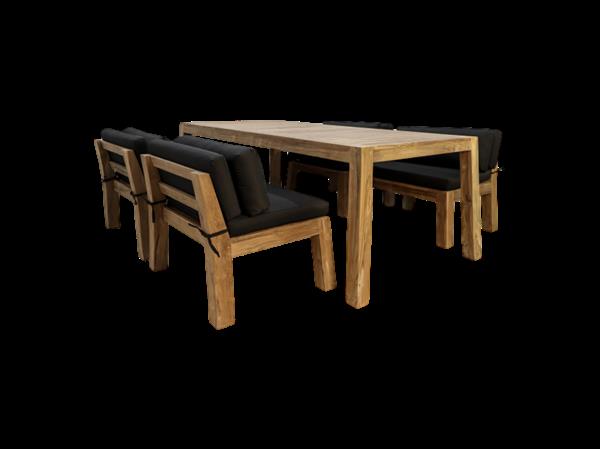 Grote foto tuinset eettafel aruba 4 personen 200x100x76 naturel donkergrijs teakhout huis en inrichting eettafels