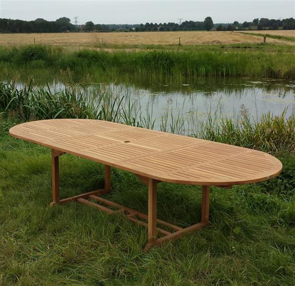 Grote foto tuintafel ovaal teakhout 180 tot 240 cm verlengbaar huis en inrichting eettafels