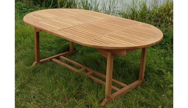 Grote foto tuintafel ovaal teakhout 180 tot 240 cm verlengbaar huis en inrichting eettafels