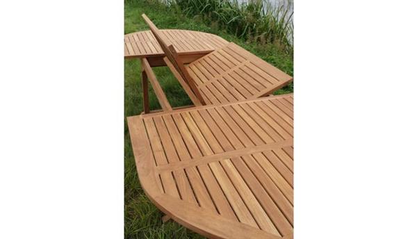 Grote foto tuintafel ovaal teakhout 180 tot 240 cm verlengbaar huis en inrichting eettafels