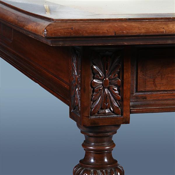 Grote foto praktische chique lange noten eetkamertafel of werktafel met wasdoek ingelegd hollands ca 1880 no.2 antiek en kunst stoelen en banken