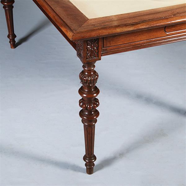 Grote foto praktische chique lange noten eetkamertafel of werktafel met wasdoek ingelegd hollands ca 1880 no.2 antiek en kunst stoelen en banken