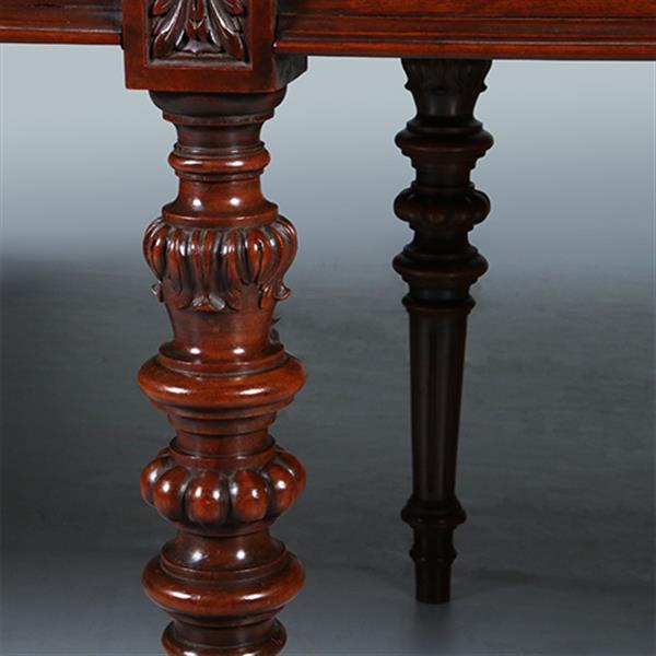 Grote foto praktische chique lange noten eetkamertafel of werktafel met wasdoek ingelegd hollands ca 1880 no.2 antiek en kunst stoelen en banken