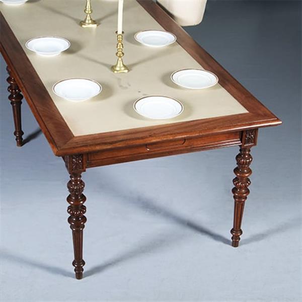 Grote foto praktische chique lange noten eetkamertafel of werktafel met wasdoek ingelegd hollands ca 1880 no.2 antiek en kunst stoelen en banken