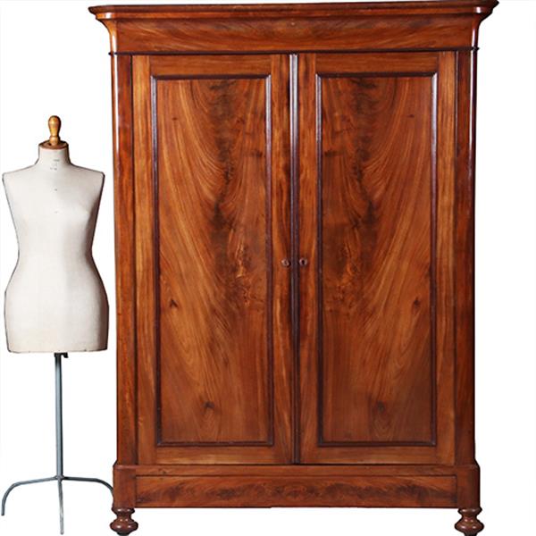 Grote foto strakke mahonie garderobekast of kapstok met deuren ca 1850 hollands no.283020 antiek en kunst stoelen en banken