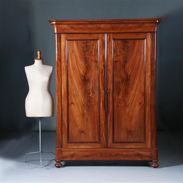Grote foto strakke mahonie garderobekast of kapstok met deuren ca 1850 hollands no.283020 antiek en kunst stoelen en banken