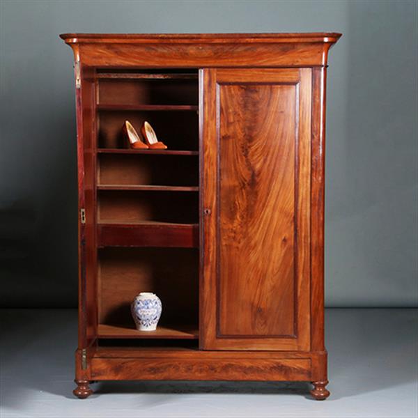 Grote foto strakke mahonie garderobekast of kapstok met deuren ca 1850 hollands no.283020 antiek en kunst stoelen en banken