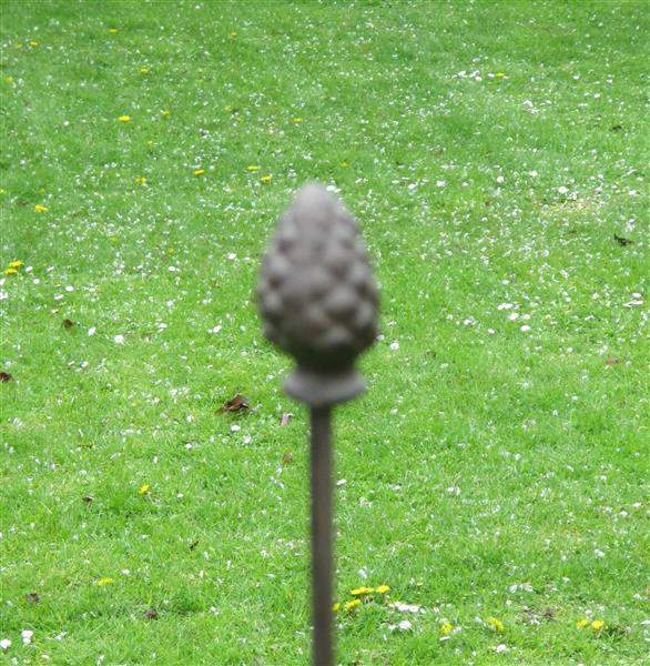 Grote foto plantensteun dennenappel recht met 2 ogen 130cm. py25d tuin en terras overige tuin en terras