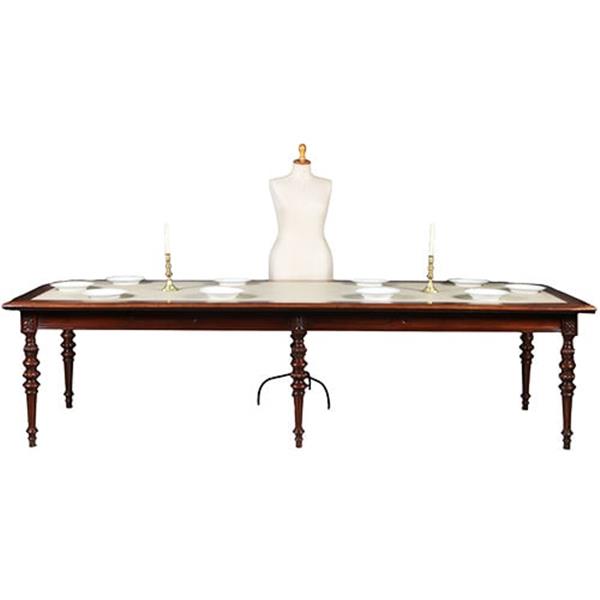 Grote foto praktische chique lange noten eetkamertafel of werktafel met wasdoek ingelegd hollands ca 1880 no.2 antiek en kunst stoelen en banken
