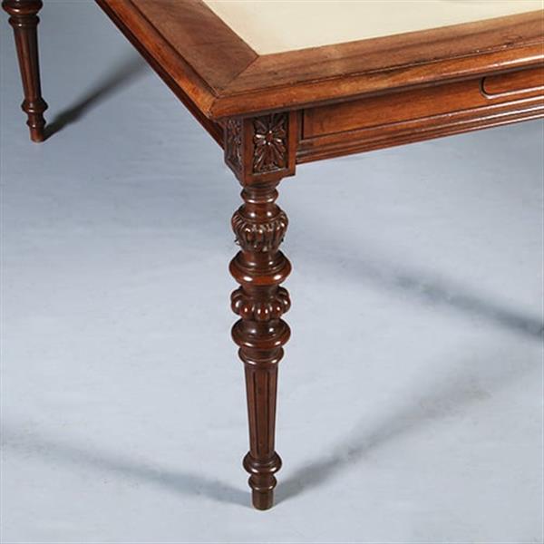Grote foto praktische chique lange noten eetkamertafel of werktafel met wasdoek ingelegd hollands ca 1880 no.2 antiek en kunst stoelen en banken