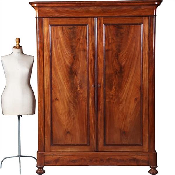 Grote foto strakke mahonie garderobekast of kapstok met deuren ca 1850 hollands no.283020 antiek en kunst stoelen en banken