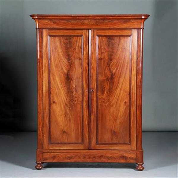 Grote foto strakke mahonie garderobekast of kapstok met deuren ca 1850 hollands no.283020 antiek en kunst stoelen en banken