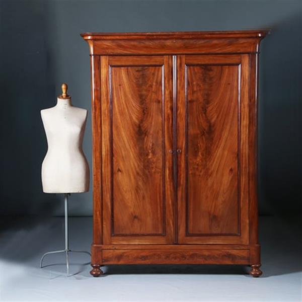 Grote foto strakke mahonie garderobekast of kapstok met deuren ca 1850 hollands no.283020 antiek en kunst stoelen en banken