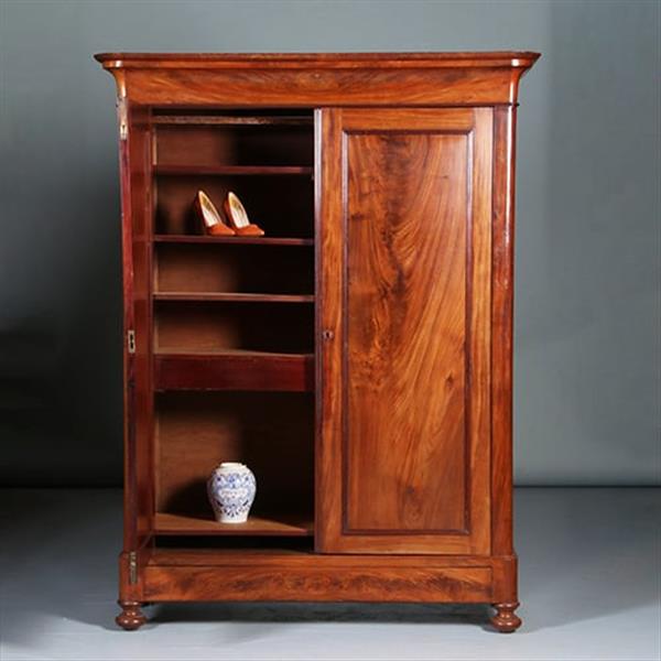 Grote foto strakke mahonie garderobekast of kapstok met deuren ca 1850 hollands no.283020 antiek en kunst stoelen en banken