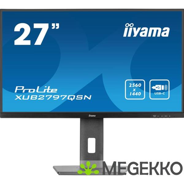 Grote foto iiyama prolite xub2797qsn b2 27 quad hd usb c 100hz ips monitor computers en software overige computers en software