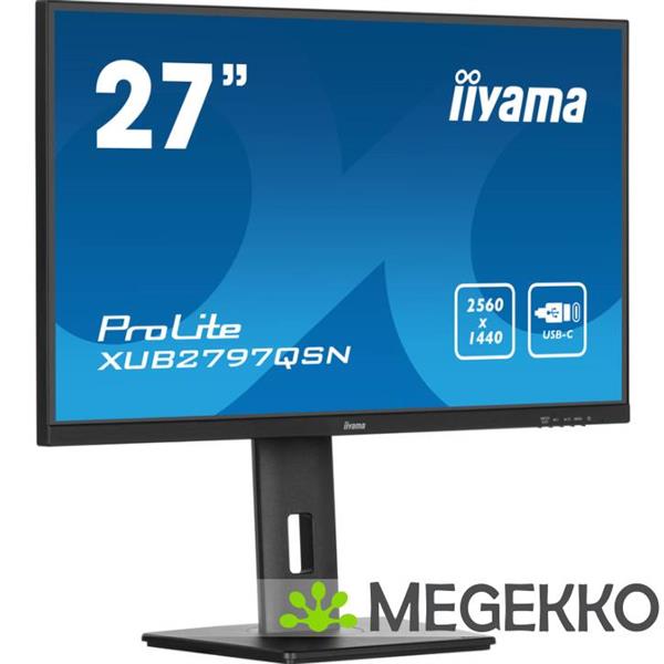 Grote foto iiyama prolite xub2797qsn b2 27 quad hd usb c 100hz ips monitor computers en software overige computers en software