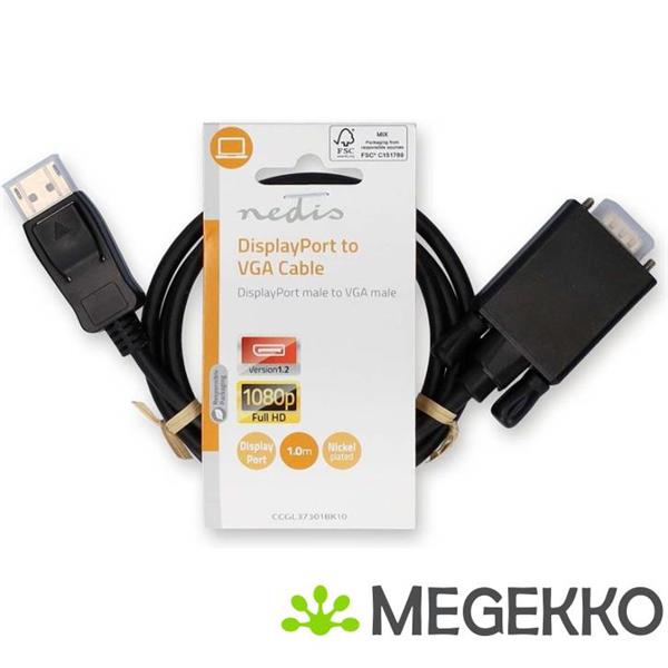 Grote foto vga kabel displayport male vga male vernikkeld maximale resolutie 1080p 1.00 m rond p computers en software overige computers en software