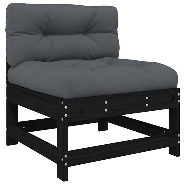 Grote foto vidaxl 3 delige loungeset met kussens massief hout zwart tuin en terras tuinmeubelen