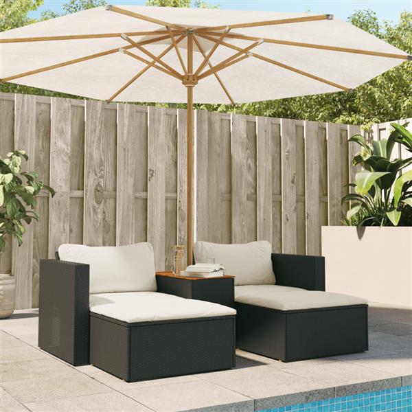 Grote foto vidaxl 5 delige loungeset met kussens poly rattan acacia zwart tuin en terras tuinmeubelen