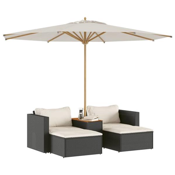 Grote foto vidaxl 5 delige loungeset met kussens poly rattan acacia zwart tuin en terras tuinmeubelen