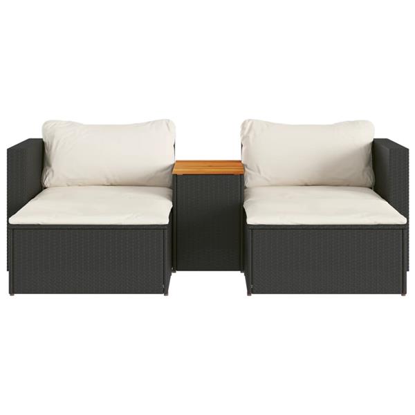 Grote foto vidaxl 5 delige loungeset met kussens poly rattan acacia zwart tuin en terras tuinmeubelen