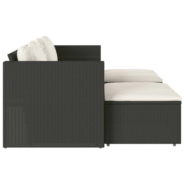 Grote foto vidaxl 5 delige loungeset met kussens poly rattan acacia zwart tuin en terras tuinmeubelen