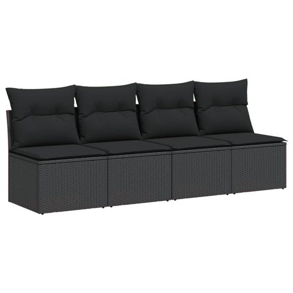 Grote foto vidaxl tuinbank 4 zits met kussens poly rattan zwart tuin en terras tuinmeubelen