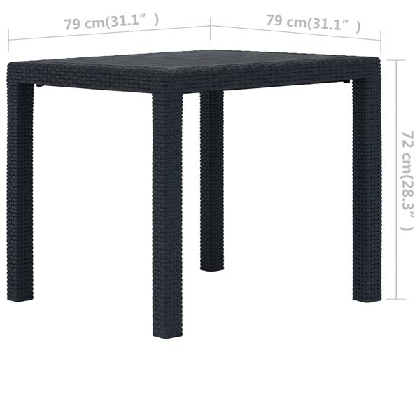 Grote foto vidaxl tuintafel 79x79x72 cm rattan look kunststof antraciet tuin en terras tuinmeubelen