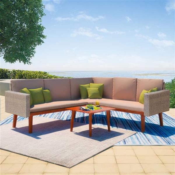 Grote foto vidaxl 4 delige loungeset met kussens poly rattan grijs tuin en terras tuinmeubelen