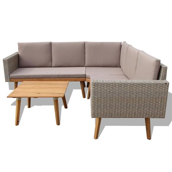 Grote foto vidaxl 4 delige loungeset met kussens poly rattan grijs tuin en terras tuinmeubelen