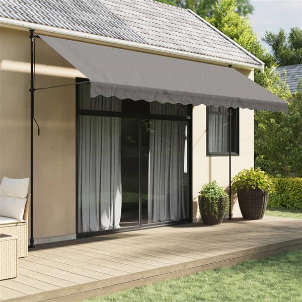 Grote foto vidaxl luifel uittrekbaar 400x150 cm stof en staal antracietkleurig tuin en terras overige tuin en terras