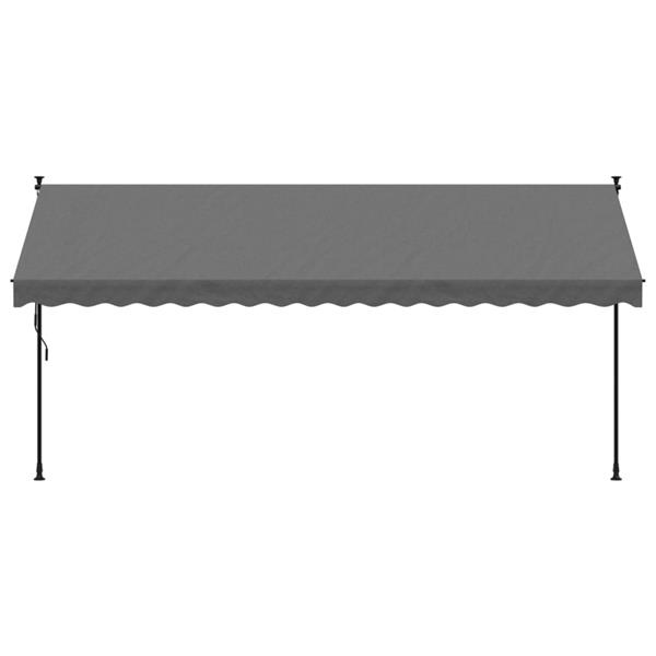 Grote foto vidaxl luifel uittrekbaar 400x150 cm stof en staal antracietkleurig tuin en terras overige tuin en terras