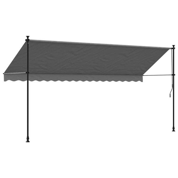 Grote foto vidaxl luifel uittrekbaar 400x150 cm stof en staal antracietkleurig tuin en terras overige tuin en terras