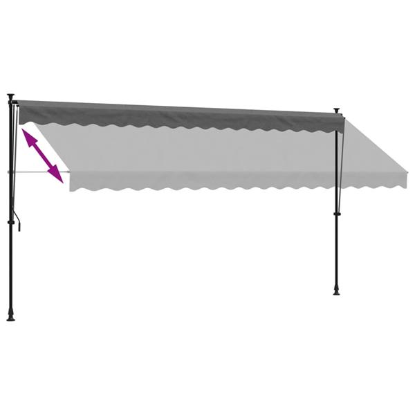 Grote foto vidaxl luifel uittrekbaar 400x150 cm stof en staal antracietkleurig tuin en terras overige tuin en terras