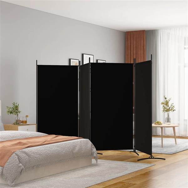 Grote foto vidaxl kamerscherm met 4 panelen 346x180 cm stof zwart huis en inrichting overige huis en inrichting