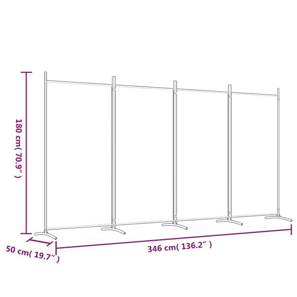 Grote foto vidaxl kamerscherm met 4 panelen 346x180 cm stof zwart huis en inrichting overige huis en inrichting