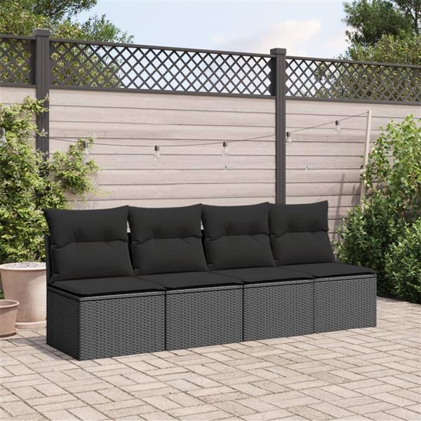 Grote foto vidaxl tuinbank 4 zits met kussens poly rattan zwart tuin en terras tuinmeubelen