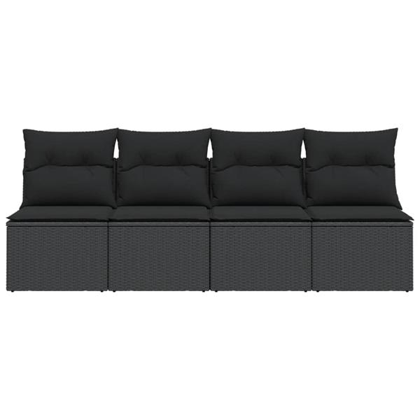 Grote foto vidaxl tuinbank 4 zits met kussens poly rattan zwart tuin en terras tuinmeubelen