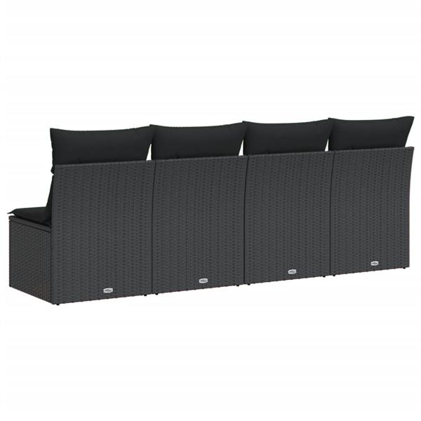 Grote foto vidaxl tuinbank 4 zits met kussens poly rattan zwart tuin en terras tuinmeubelen