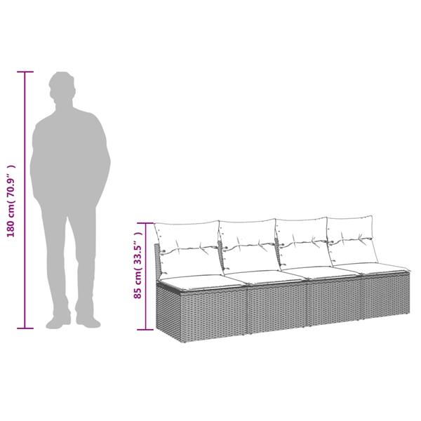 Grote foto vidaxl tuinbank 4 zits met kussens poly rattan zwart tuin en terras tuinmeubelen
