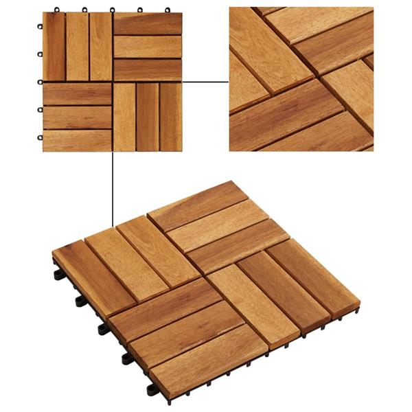 Grote foto vidaxl terrastegels 30 x 30 cm acacia set van 30 doe het zelf en verbouw tegels