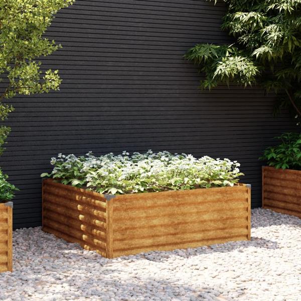 Grote foto vidaxl plantenbak verhoogd 100x100x36 cm cortenstaal tuin en terras overige tuin en terras