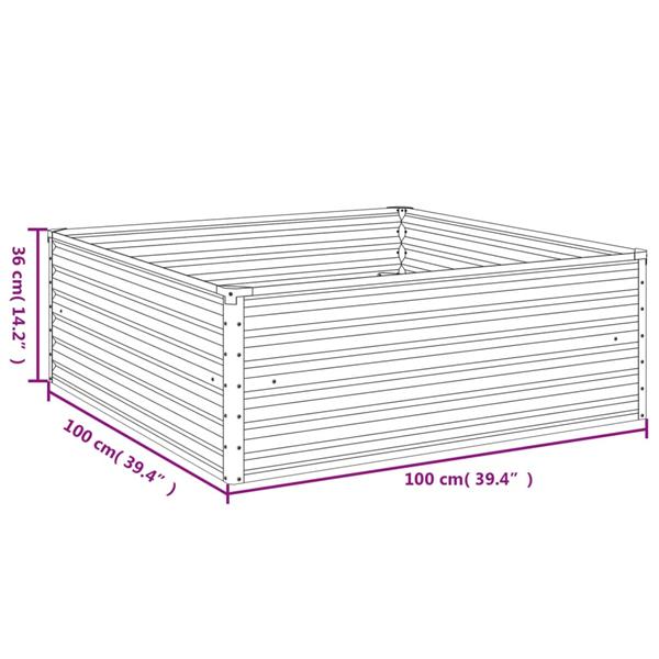 Grote foto vidaxl plantenbak verhoogd 100x100x36 cm cortenstaal tuin en terras overige tuin en terras