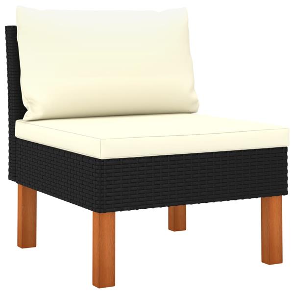 Grote foto vidaxl middenbank poly rattan en massief eucalyptushout tuin en terras tuinmeubelen