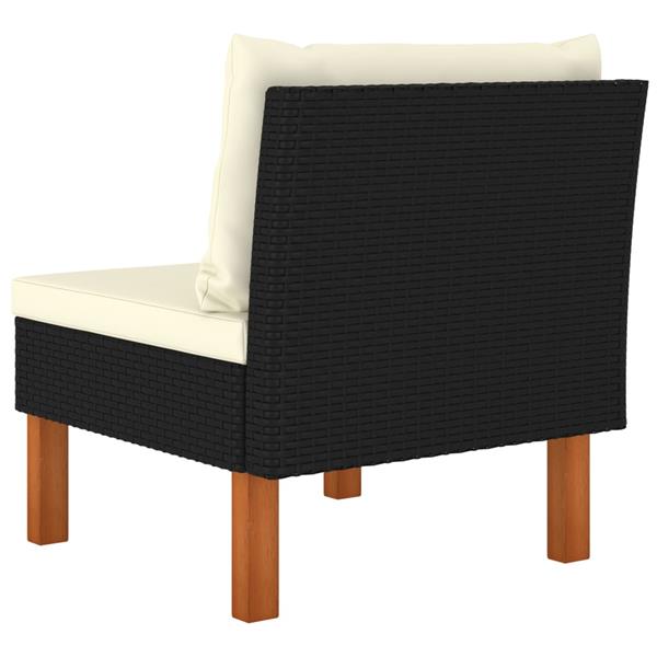 Grote foto vidaxl middenbank poly rattan en massief eucalyptushout tuin en terras tuinmeubelen