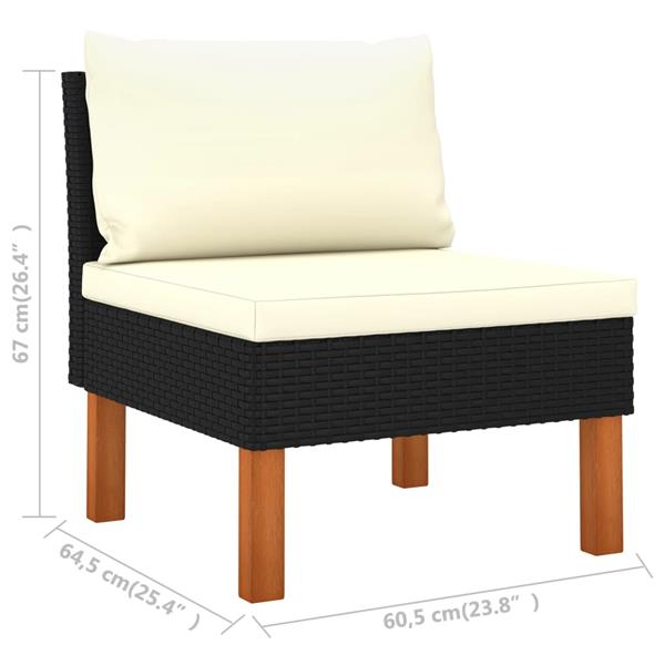Grote foto vidaxl middenbank poly rattan en massief eucalyptushout tuin en terras tuinmeubelen