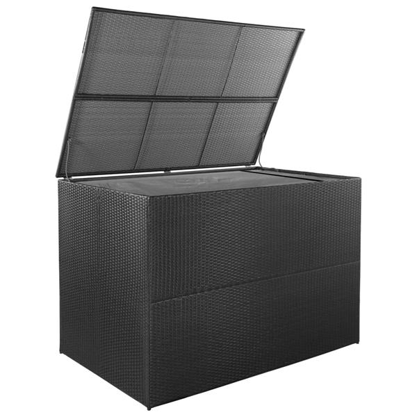 Grote foto vidaxl tuinbox 150x100x100 cm poly rattan zwart tuin en terras overige tuin en terras