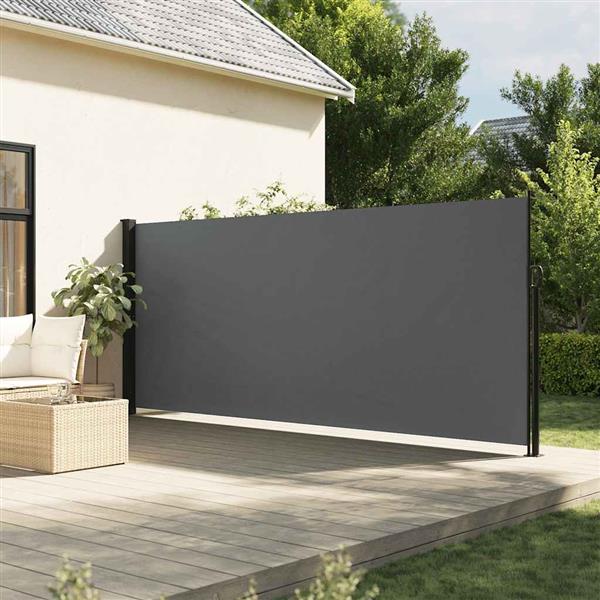 Grote foto vidaxl windscherm uittrekbaar 160x500 cm antracietkleurig tuin en terras overige tuin en terras